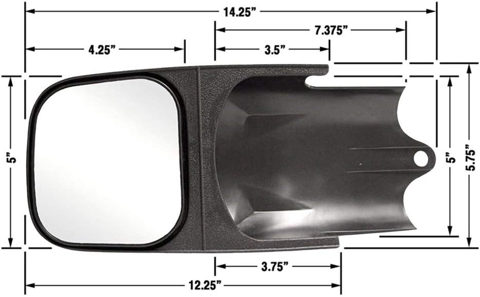 Exterior Towing Mirror; Slide On single