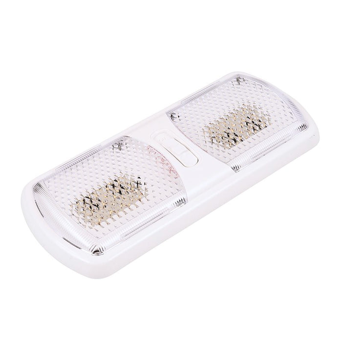 Dome Light - LED Dome Light Clear Lens Double Euro Style Light LED Bulb 11 Inch Length x 4-3/4 Inch Width Soft White Bub White Base