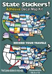 State Sticker  Travel Map Sticker United States Map With 50 State Stickers Self Adhesive Type Permanent State Sticker 19-1/2 Inch Length x 13 Inch Width Vinyl Map