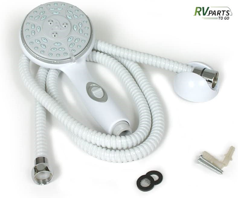 White Shower Head Kit with On/Off Switch and 60-Inch Flexible Shower Hose