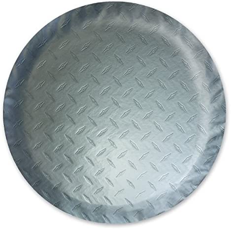 Spare Tire Cover; Fits 34 Inch Diameter Tires; Diamond Plated Steel