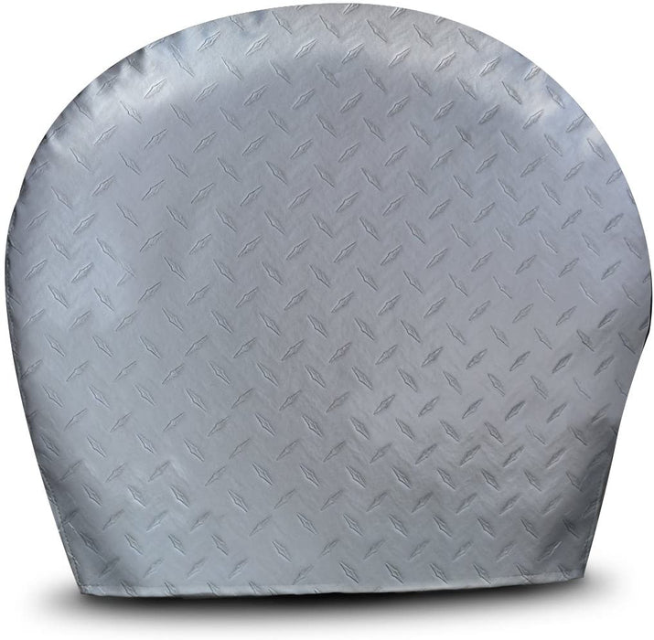 Tire Cover; Single Tire Cover; Fits 24 Inch To 26 Inch Diameter Diamond Plated Steel
