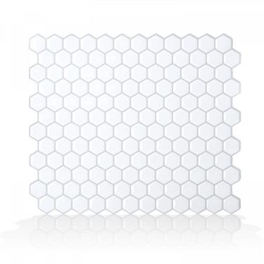 Smart Tiles Backsplash Tile; Hexagon 11.27 Inch Width x 9.63 Inch Height White 4 sheets per pack