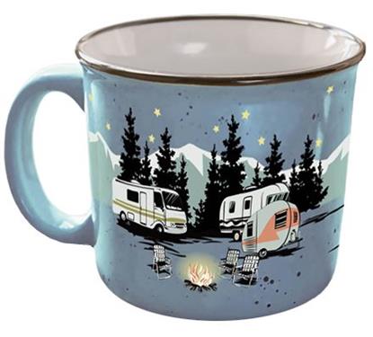Camp Casual  Cup Coffee Mug 15 Ounce Capacity With Handle Starry Night Design Blue Ceramic Dishwasher/ Microwave Safe Single