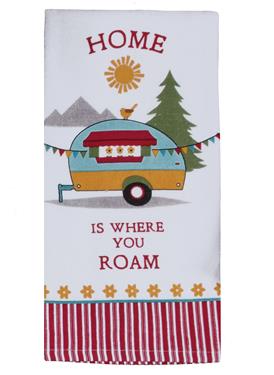 Kay Dee Designs Towel Kitchen/ Dish/ Hand Towel 16 Inch Length x 26 Inch Width White Home Is Where You Roam Design Cotton
