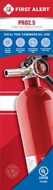 BRK Electronics Fire Extinguisher First Alert  UL Rated 1-A:10-B,C Monoammonium Phosphate Extinguishing Agent U S Coast Guard Approved 2.5 Pound Bottle Steel Red With Mounting Bracket With Gauge