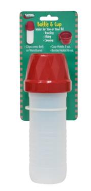 Valterra  Water Bottle Bottle Type Screw Off Top Also Used As Cup 16 Ounce Bottle Capacity/ 5 Ounce Cup Capacity Non-Insulated Clear Bottle/ Red Cap With Clip To Attach To Belt/ Waistband