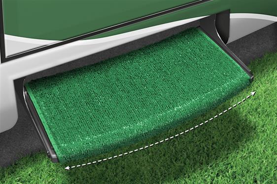 Prestofit  Entry Step Rug Wraparound  Radius  Wrap Around Hook And Spring 22 Inch Width Green Outdoor Turf With Marine Backing With Shrink-wrap And Sleeve Single