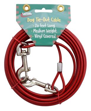 Valterra Pet Leash Use To Keep Dog Safe When Outside Cable Type For Dogs Up To 100 Pounds 20 Foot Length Red Aircraft Grade Steel Cable with PVC Vinyl Cover With Swivel Clips On Both Ends