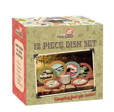 Camp Casual  Dish Set Camp Casual  12 Piece Set Camping Images Multiple Color Melamine With Four 11 Inch Dinner Plates/ Four 8-1/2 Inch Salad Plates And Four 6 Inch Bowls BPA free