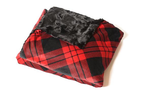 Camp Casual  Picnic Blanket The Throw 50 Inch x 60 Inch Red/ Black Polyester