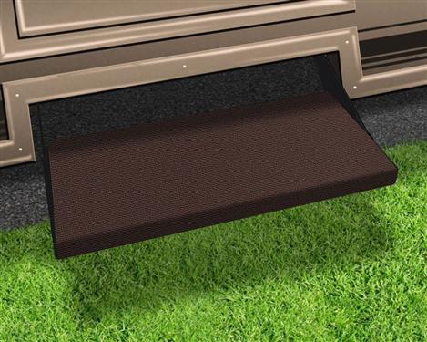 Prestofit  Entry Step Rug Outrigger  Fits Manual And Electric Steps 23 Inch Width Chocolate Brown Micro-Ribbed Textured With Springs