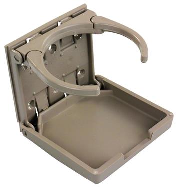 JR Products  Cup Holder Flush Mount Foldable Tan ABS Plastic
