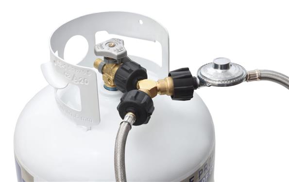 Flame King  Propane Supply Splitter Y-Splitter Valve Allows Connection Of Additional Appliances Brass