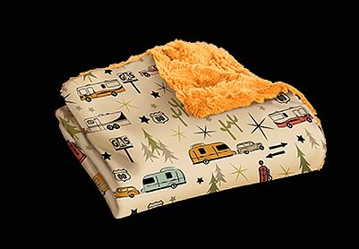 Camp Casual  Picnic Blanket The Throw 50 Inch x 60 Inch Road Trip Polyester Machine Washable With Plastic Carrier