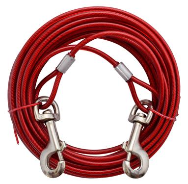 Valterra Pet Leash Use To Keep Dog Safe When Outside Cable Type For Dogs Up To 100 Pounds 30 Foot Length Red Aircraft Grade Steel Cable with PVC Vinyl Cover With Swivel Clips On Both Ends