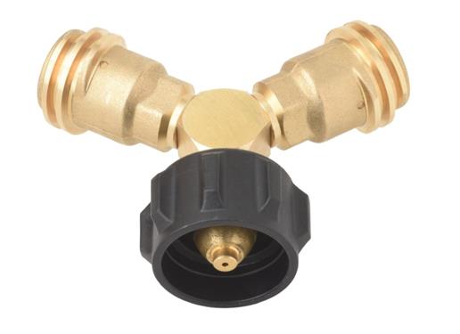 Flame King  Propane Supply Splitter Y-Splitter Valve Allows Connection Of Additional Appliances Brass