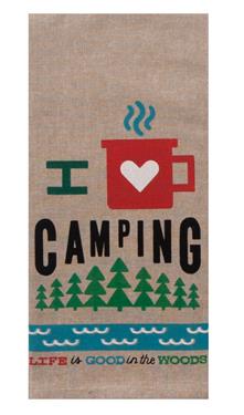 Kay Dee Designs  Towel Kitchen/ Dish/ Hand Towel 18 Inch Length x 28 Inch Width Beige I Love Camping Design Cotton