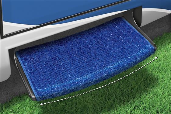 Prestofit  Entry Step Rug Wraparound  Radius  Wrap Around Hook And Spring 22 Inch Width Imperial Blue Outdoor Turf With Marine Backing With Shrink-wrap And Sleeve Single