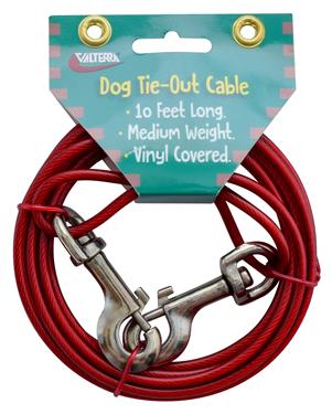 Valterra Pet Leash Use To Keep Dog Safe When Outside Cable Type For Dogs Up To 100 Pounds 10 Foot Length Red Aircraft Grade Steel Cable with PVC Vinyl Cover With Swivel Clips On Both Ends