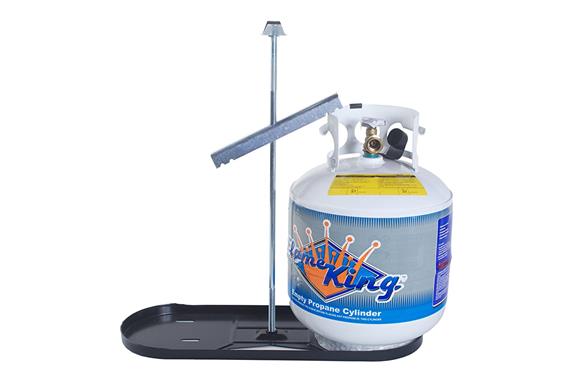 Flame King  Propane Tank Rack With Hold Down Clamp; Holds Two 20 Pound Gas Bottle Bolts To Trailer Tongue Powder Coated Steel With Tank Base Rod Tee Bracket Wing Nut