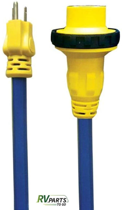 Power Cord Dogbone 30amp Twist Lock End to 15amp Male Plug End