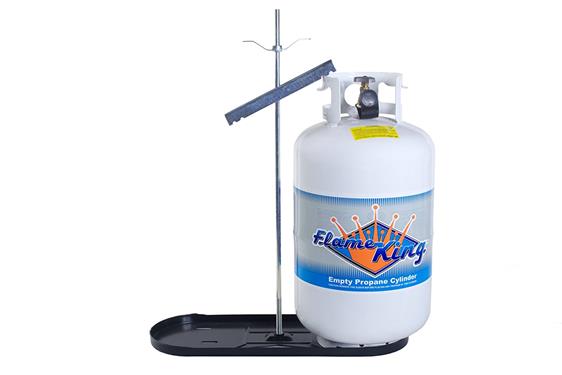 Flame King  Propane Tank Rack With Hold Down Clamp Holds Two 30 Pound Gas Bottle Bolts To Trailer Tongue Powder Coated Steel With Tank Base Rod Tee Bracket Wing Nut