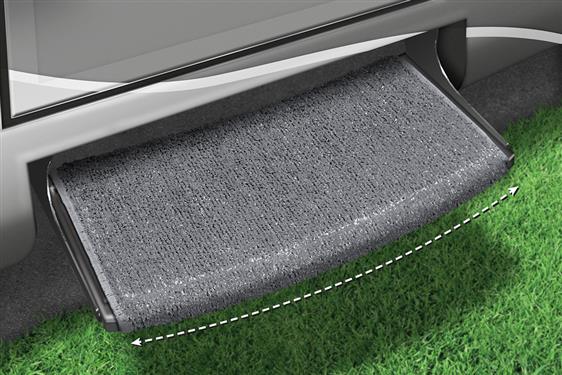 Prestofit Entry Step Rug Wraparound  Radius  Wrap Around Hook And Spring 22 Inch Width Stone Gray Outdoor Turf With Marine Backing With Shrink-wrap And Sleeve  Single