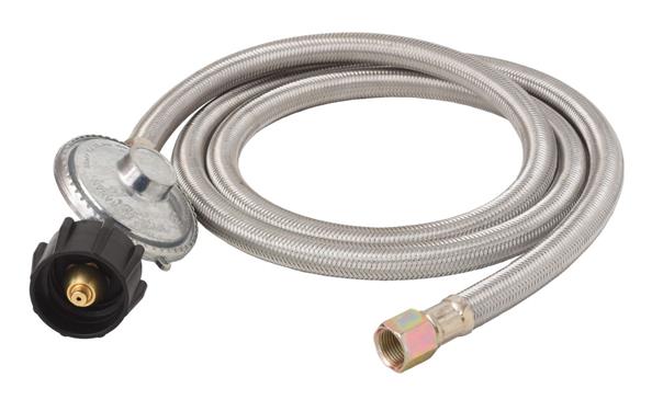 Flame King  Propane Hose 5 Foot Length QCC (Quick Check Connector) Type 1 Connection x 3/8 Inch Female Flare Nut With Regulator