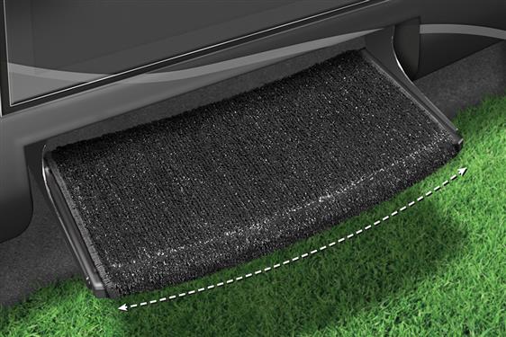 Prestofit  Entry Step Rug Wraparound  Radius  Wrap Around Hook And Spring 22 Inch Width Black Outdoor Turf With Marine Backing With Shrink-wrap And Sleeve Single