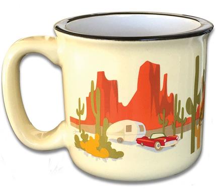 Camp Casual  Cup Coffee Mug 15 Ounce Capacity With Handle Desert Dreamin' Design Yellow Ceramic Dishwasher/ Microwave Safe Single