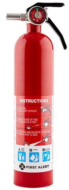 BRK Electronics Fire Extinguisher First Alert  UL Rated 1-A:10-B,C Monoammonium Phosphate Extinguishing Agent U S Coast Guard Approved 2.5 Pound Bottle Steel Red With Mounting Bracket With Gauge