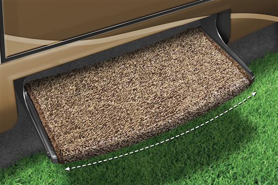 Prestofit  Entry Step Rug Wraparound  Radius  Wrap Around Hook And Spring 22 Inch Width Brown Outdoor Turf With Marine Backing With Shrink-wrap And Sleeve Single