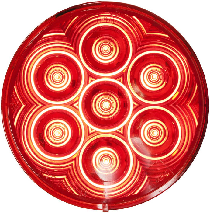 Peterson Mfg 18-1567 Trailer Light Stop/ Turn/ Tail Light LED Bulb Round Red Lens 4 Inch Diameter With Grommet And 431-491 Plug Non-Submersible