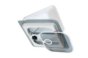 Roof Vent; Manual Opening; 14-1/4 Inch x 14-1/4 Inch; With Screen; With 110 Volt Fan