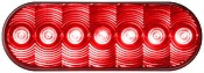 Peterson Mfg. 18-1315 Trailer Light; Stop/ Turn/ Tail Light For Over 80 Inch Width Vehicle Applications 7 LED Oval Shape Red 6-1/2 Inch Width x 2-1/4 Inch Height With Grommet Mount Kit Non-Submersible