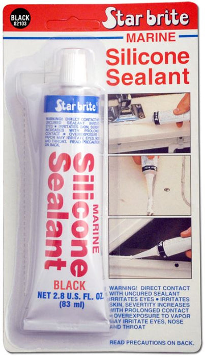 Star Brite 13-9287  Caulk Sealant Use To Bond Fiberglass/ Plastic/ Wood/ Glass/ Metal Silicone Sealant Black 2.8 Ounce Tube Single With US Label