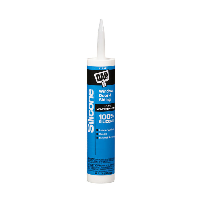 DAP 14-2443  Caulk Sealant Used To Seal Around Windows/ Doors/ Siding/ Trim/ Gutter/ Vents/ Molding Silicone Caulk Non-Paintable Clear 10.1 Ounce