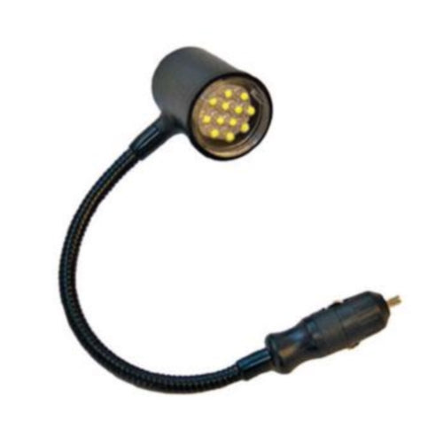 Prime Products 18-0689 Reading Light Flexible LED/ Ultra Bright Cigarette Lighter Plug Swivel Head Rotates 360 Degree On/ Off Switch Black 10 Inch Flexible Arm