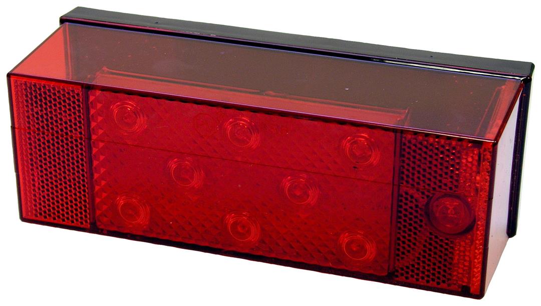 Peterson Mfg. 18-0362 Trailer Light Stop/ Turn/ Tail Light LED Rectangular Red Lens 7.94 Inch x 2.88 Inch With Carriage Mounting Bolts/ License Light Submersible