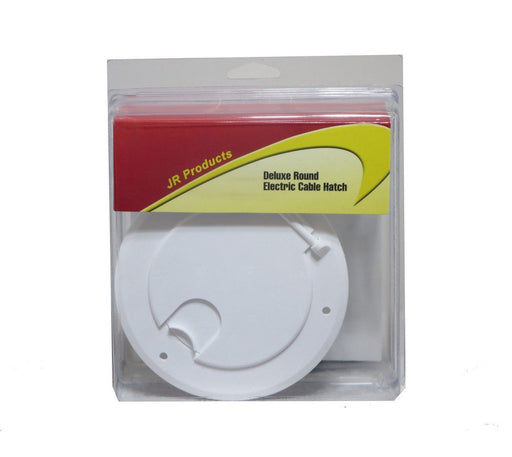 Polar White Deluxe Round Electric Cable Hatch with Back