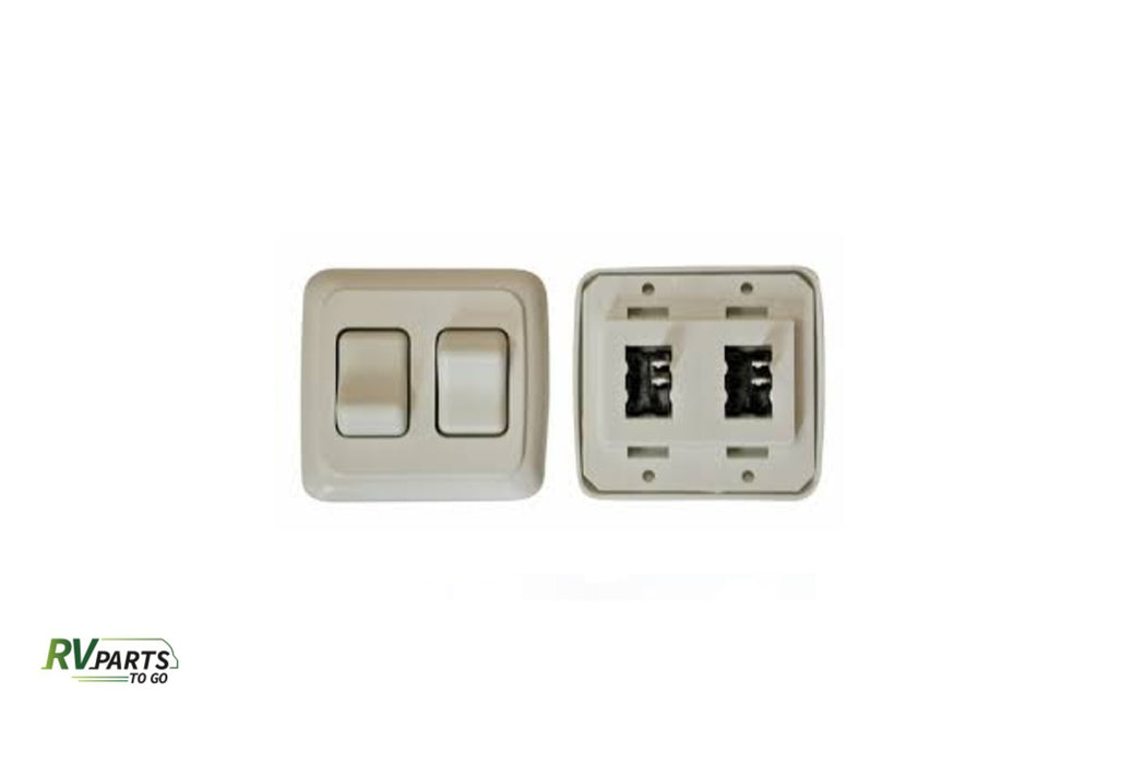 VALTERRA CONTOURED DOUBLE ON/OFF SWITCH WHITE 72-6790